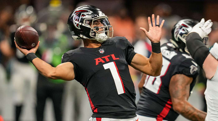 Falcons quarterback Marcus Mariota in Week 8 win over Panthers.